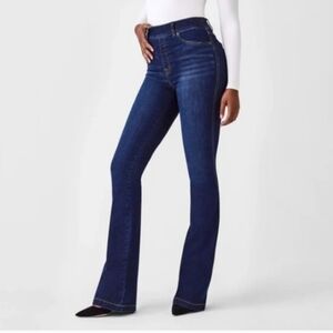 SPANX High Wasited Flare Dark Denim Jeans Pull On Sz S